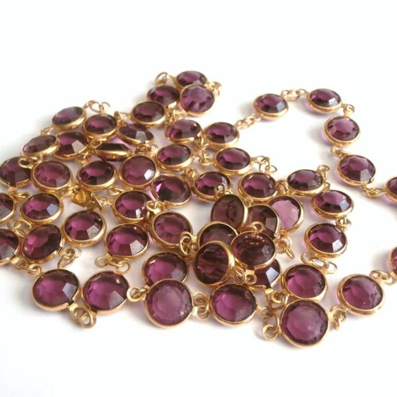 Beautiful Purple Swarovski Crystal Gold Filled Necklace 30" Long swan logo - Picture 2 of 11